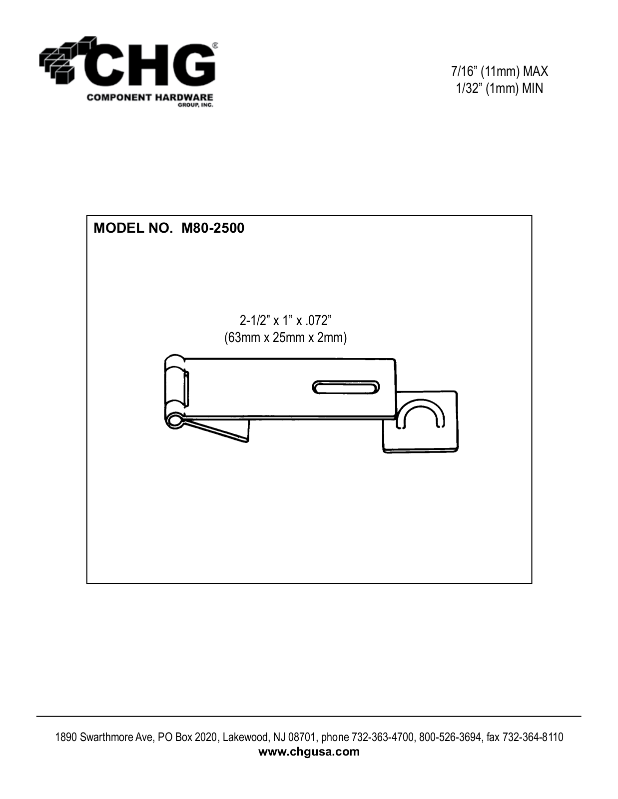 Component Hardware M80-2500 User Manual