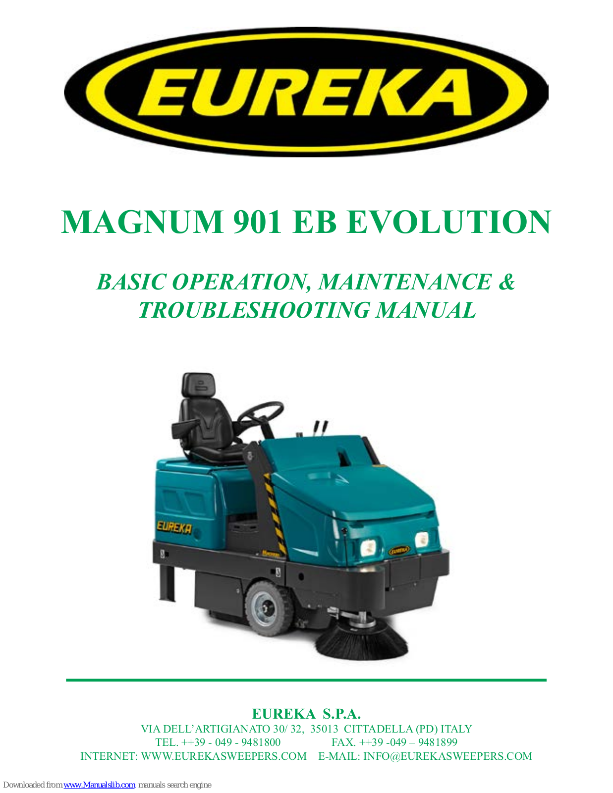 Eureka MAGNUM 901 EB EVOLUTION Basic Operation, Maintenance & Troubleshooting Manual - ManualMachine.com