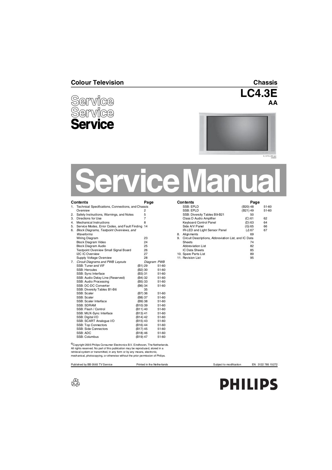 Philips LC4.3E-AA Service Manual