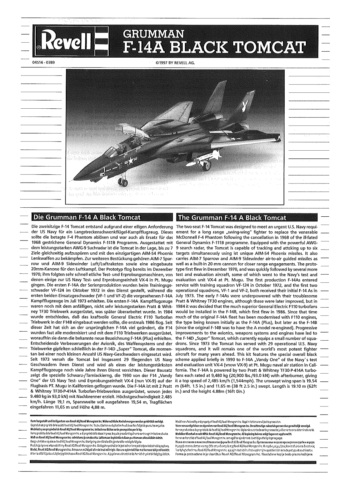 REVELL F-14A Black Tomcat User Manual