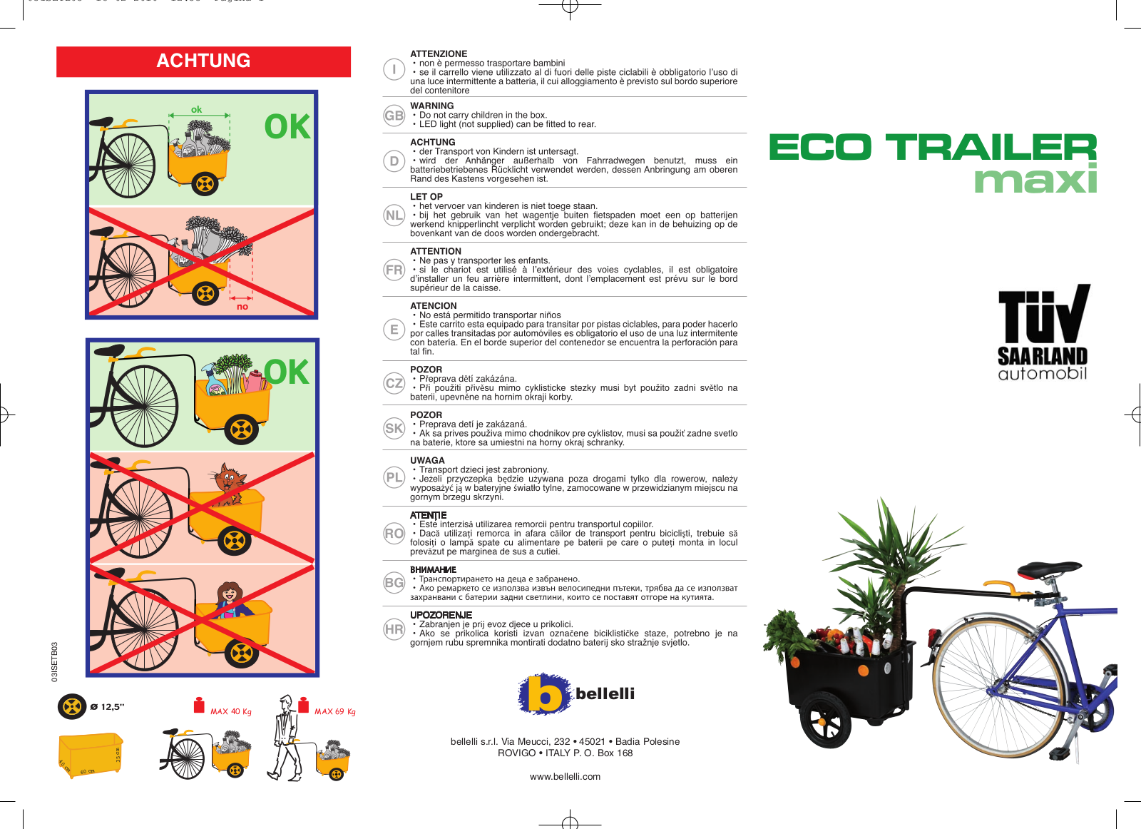 BELLELLI ECO TRAILER maxi User guide - ManualMachine.com