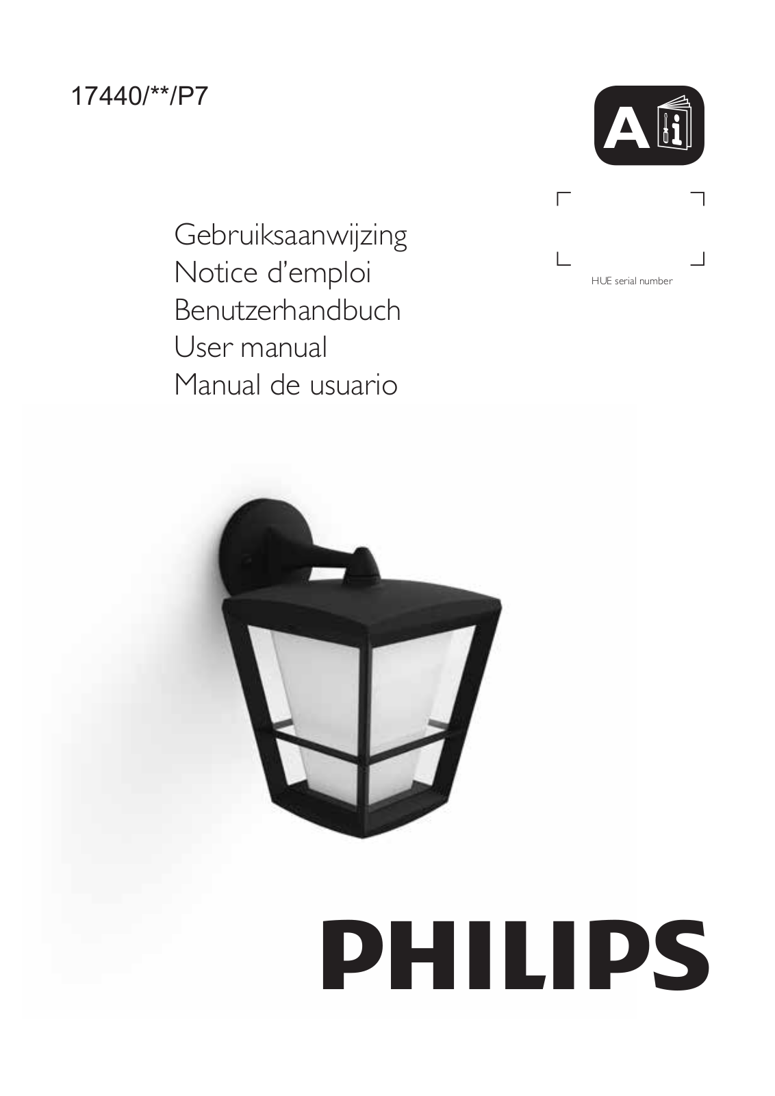 Philips Econic buitenwandlamp klassiek hangend User manual