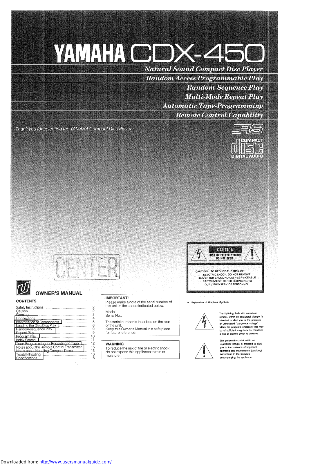 Yamaha Audio CDX-450 User Manual