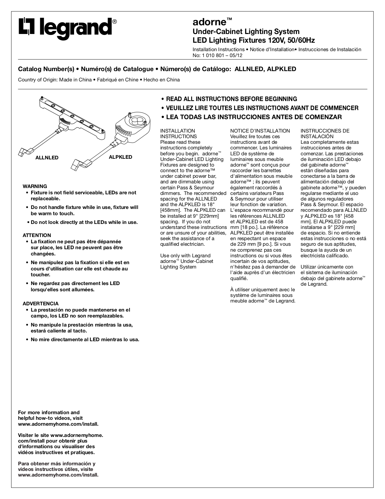 Legrand ALLNLED User Manual