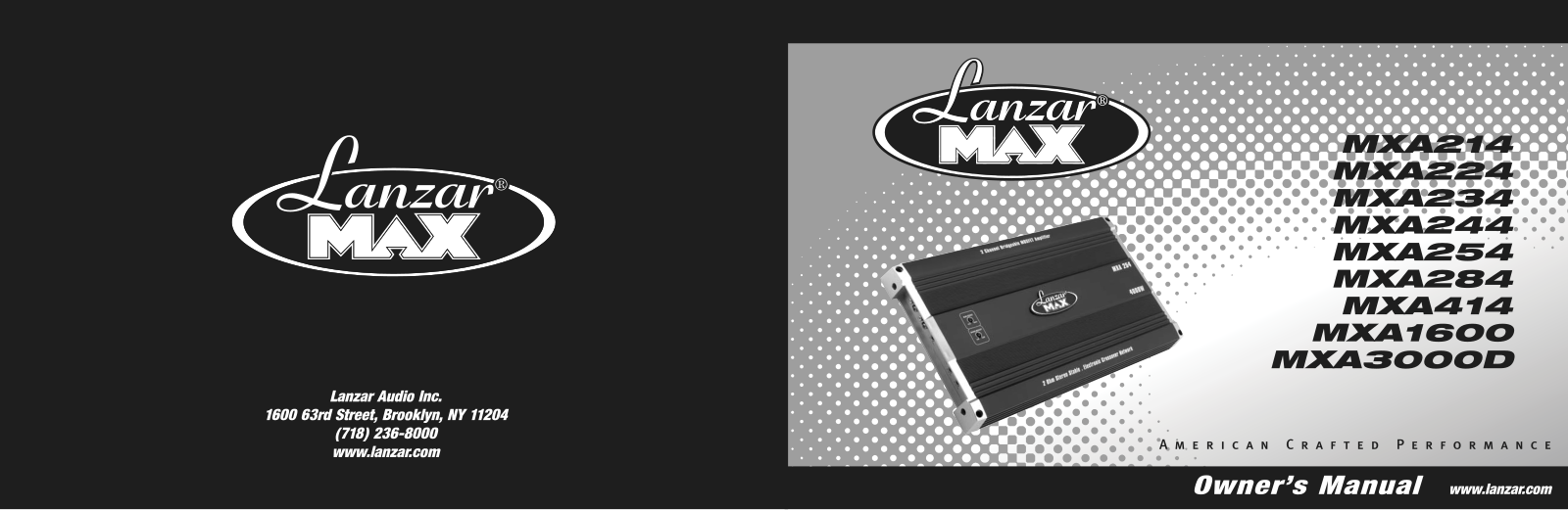 Lanzar Car Audio MXA234, MXA1600, MXA214, MXA244, MXA3000D User Manual