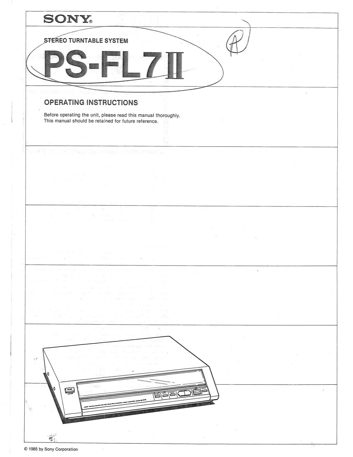 Sony PS-FL7 II User Manual