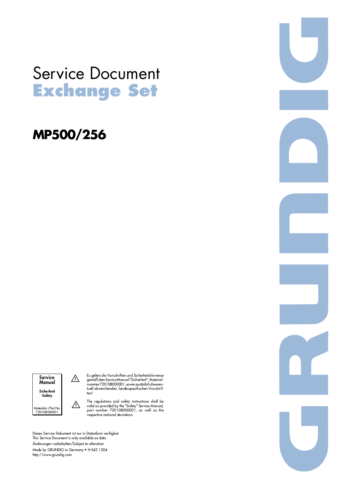 Grundig MP-500 Service Manual