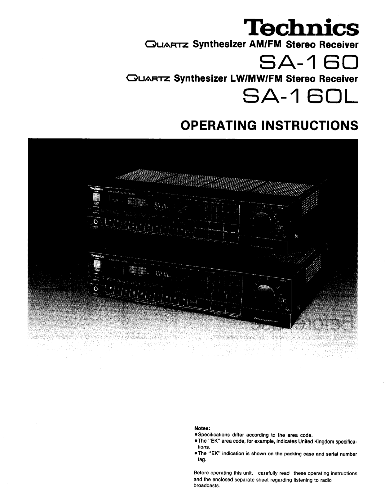 Panasonic SA-160L User Manual