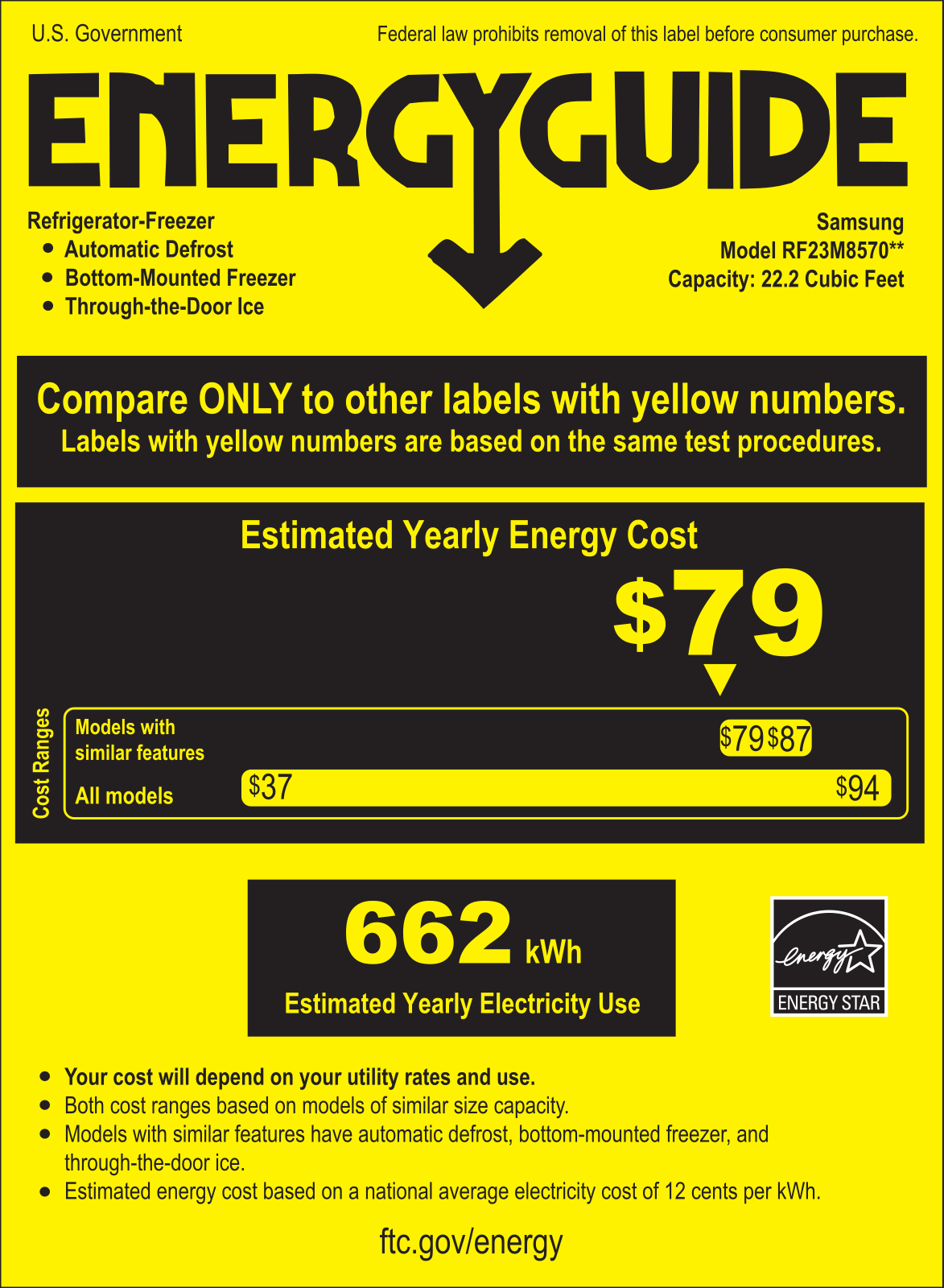 Samsung RF23M8570SR Energy Guide