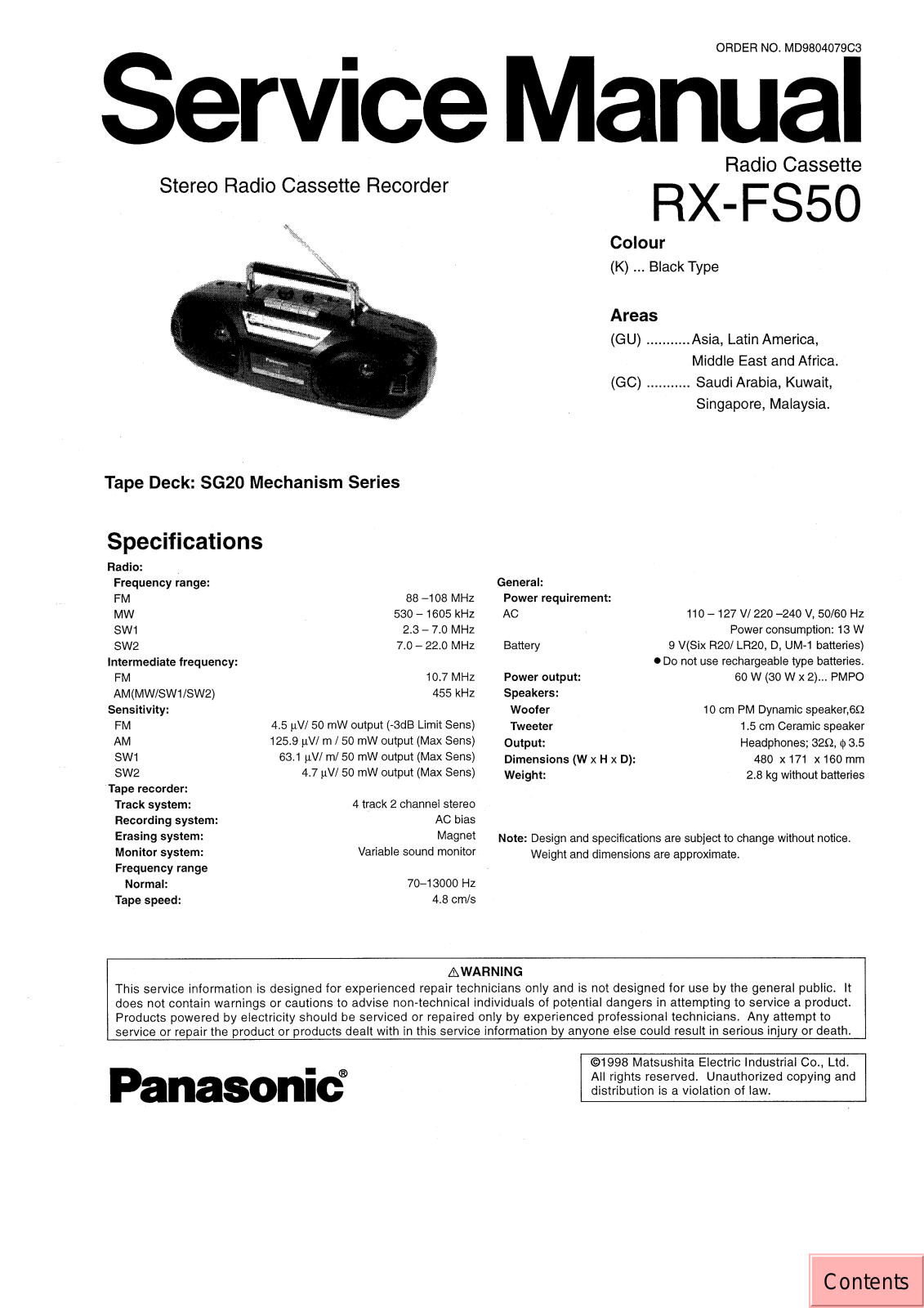 JVC RX FS50 GU, RX FS50GC Service Manual