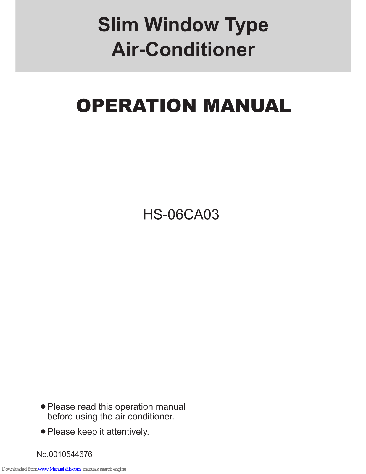 Haier HS-06CA03 Operation Manual