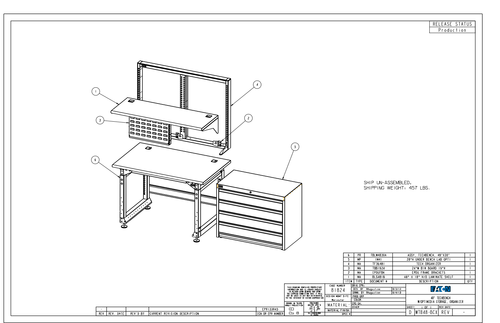 Eaton Benches By Wright Line WTB48-BCX Dimensional Sheet