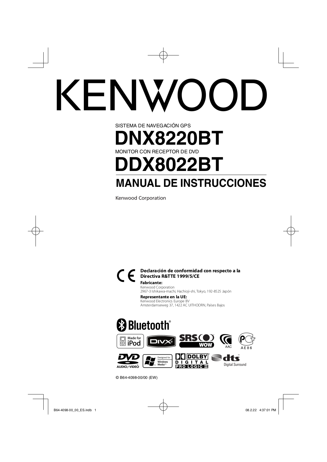 Kenwood DNX 8022 BT User Manual