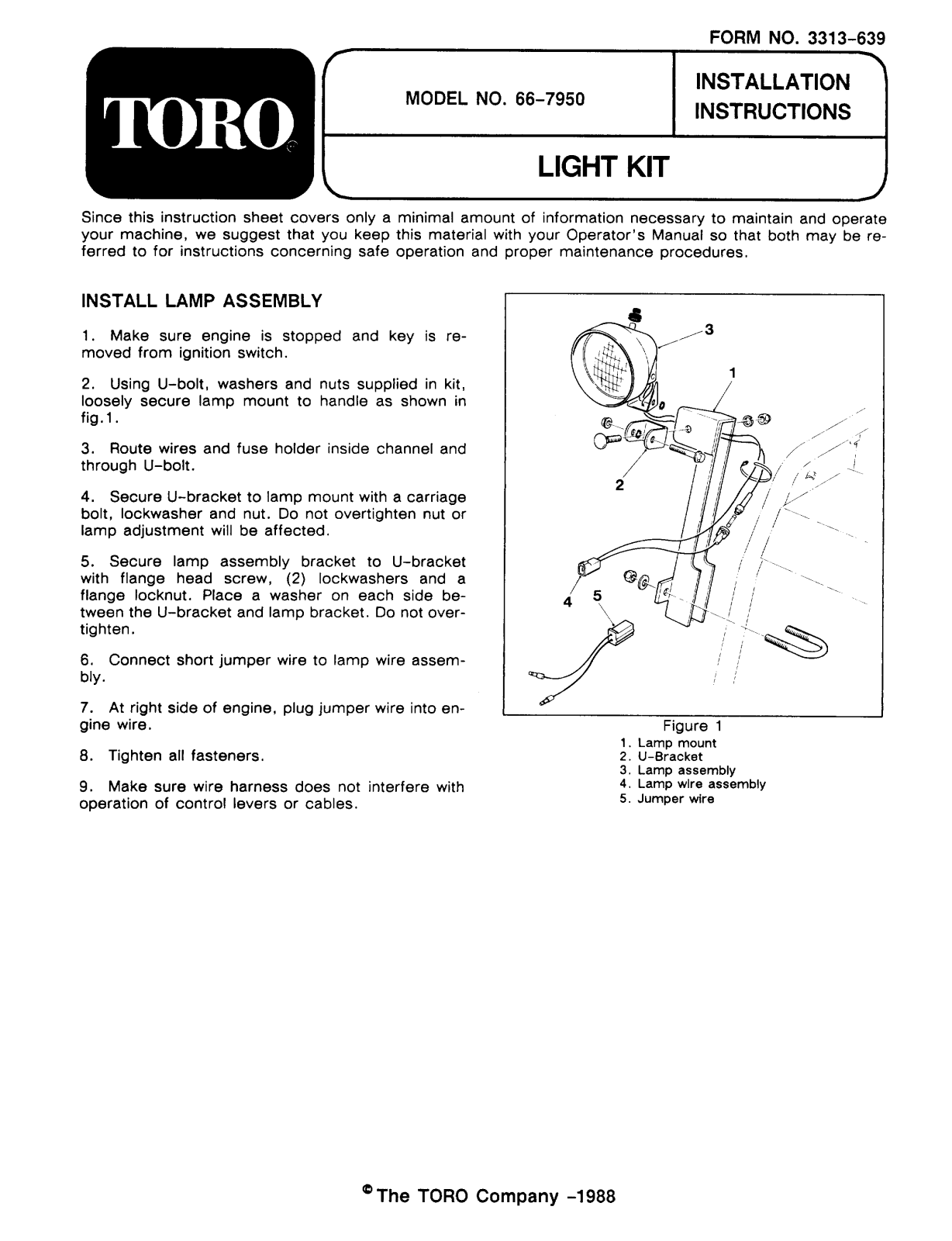 Toro 66-7950 Installation Instructions