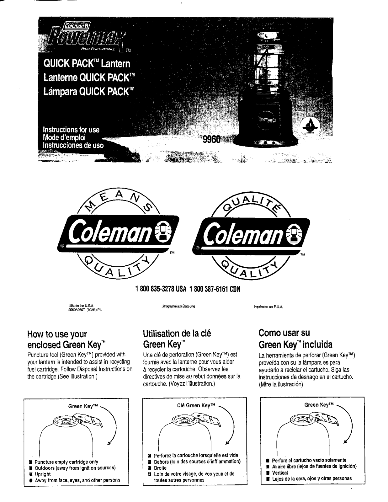 Coleman Quick Pack 9960 User Manual