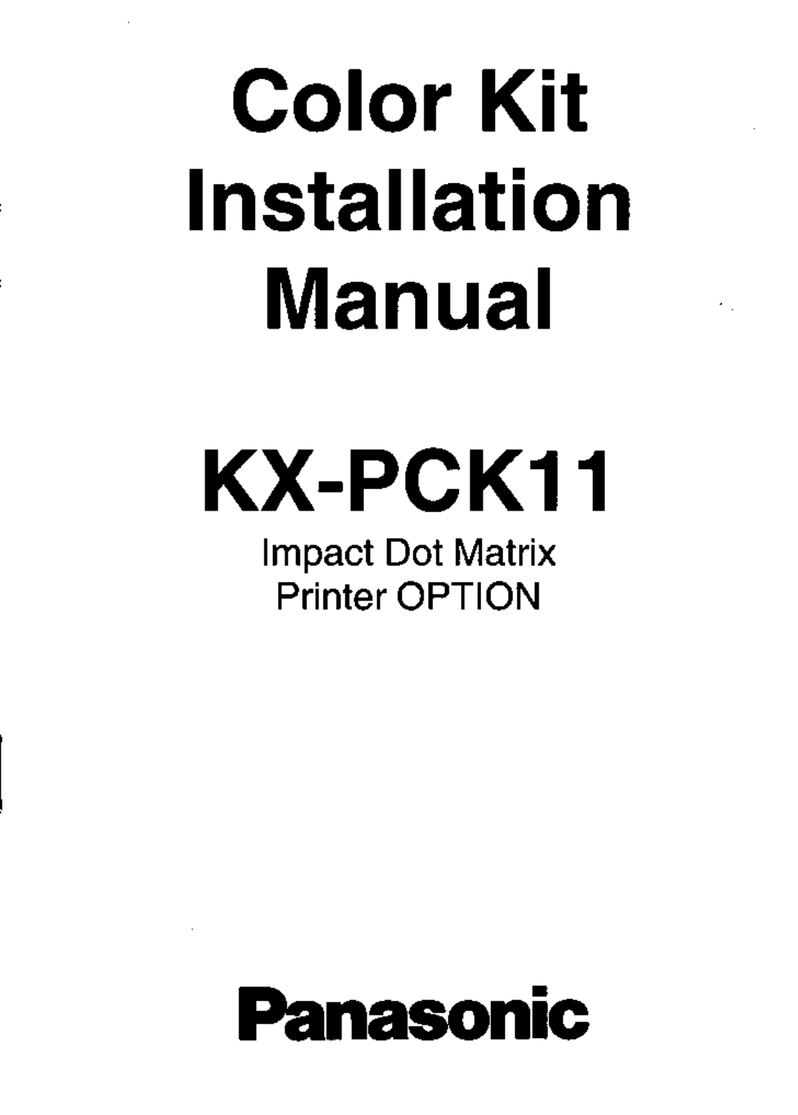 Panasonic kx-pck11 Operation Manual