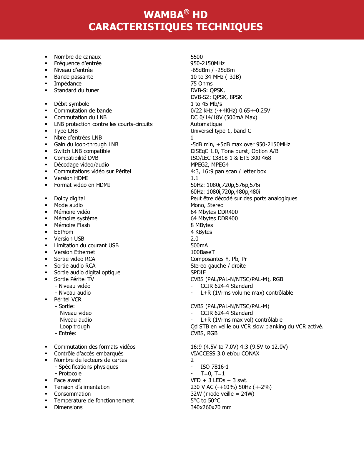 Aston WAMBA HD DATASHEET