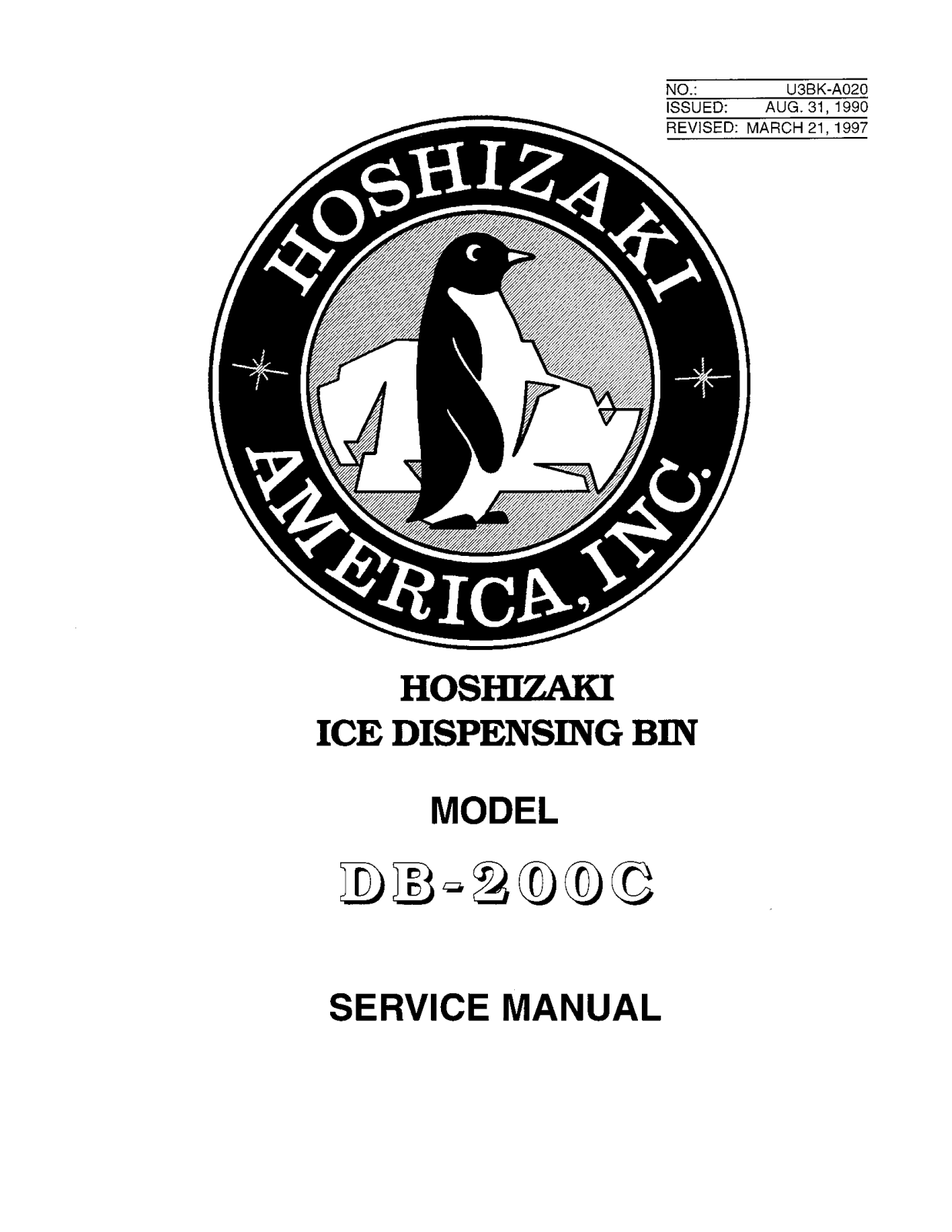 Hoshizaki DB-200C Service Manual