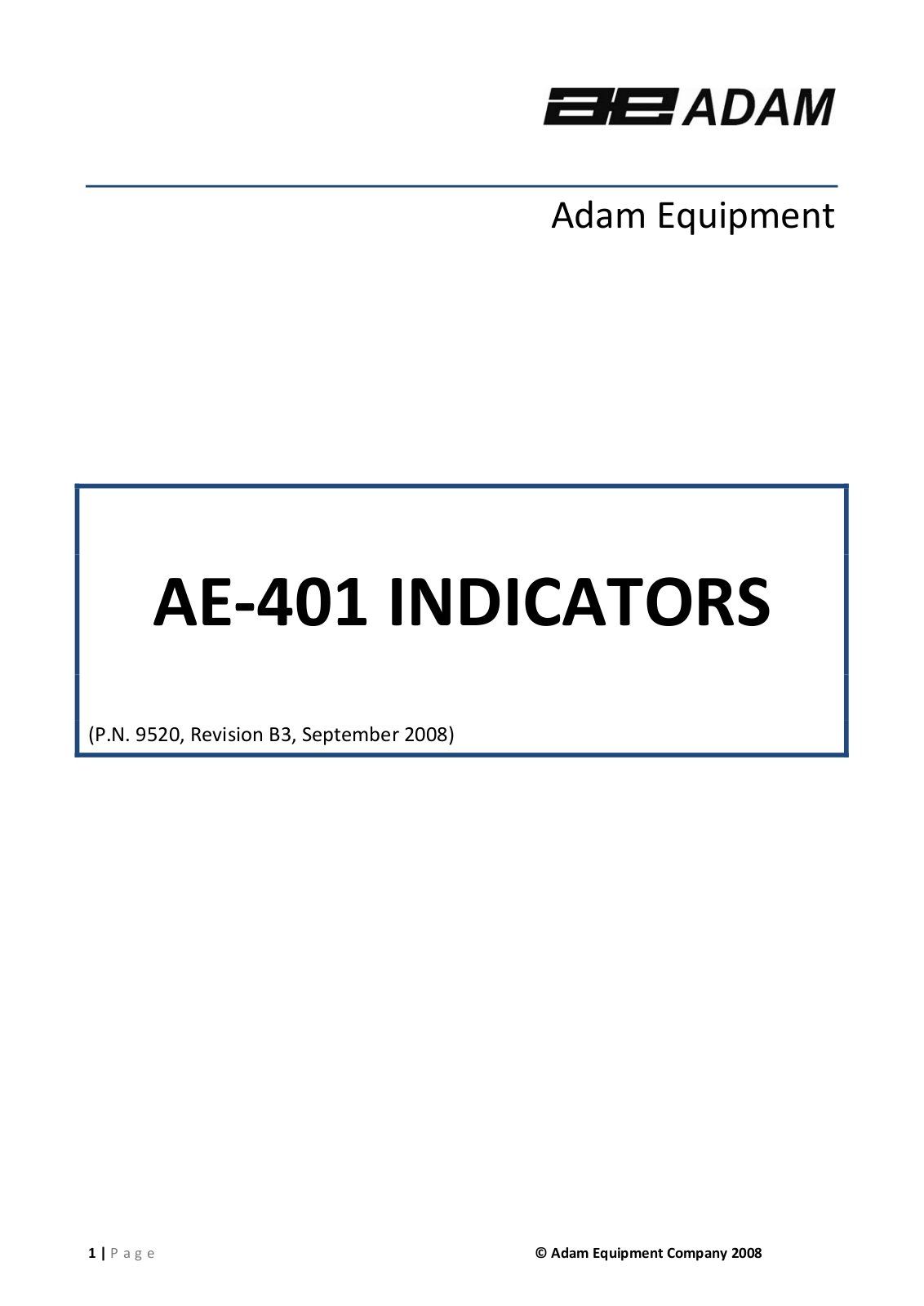 Adam Equipment 9520 User Manual