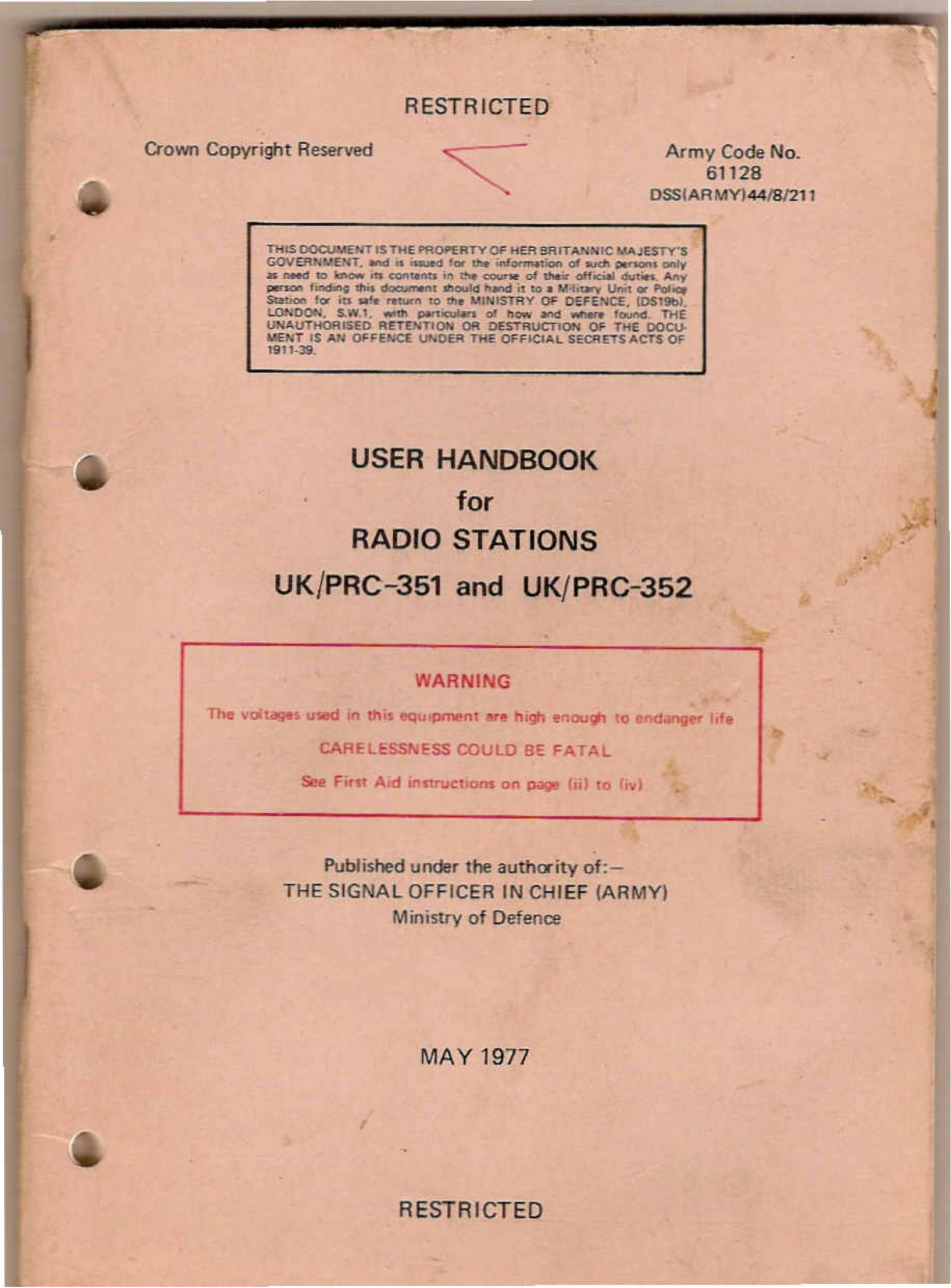 Clansman UK-PRC351, UK-PRC352 User Manual