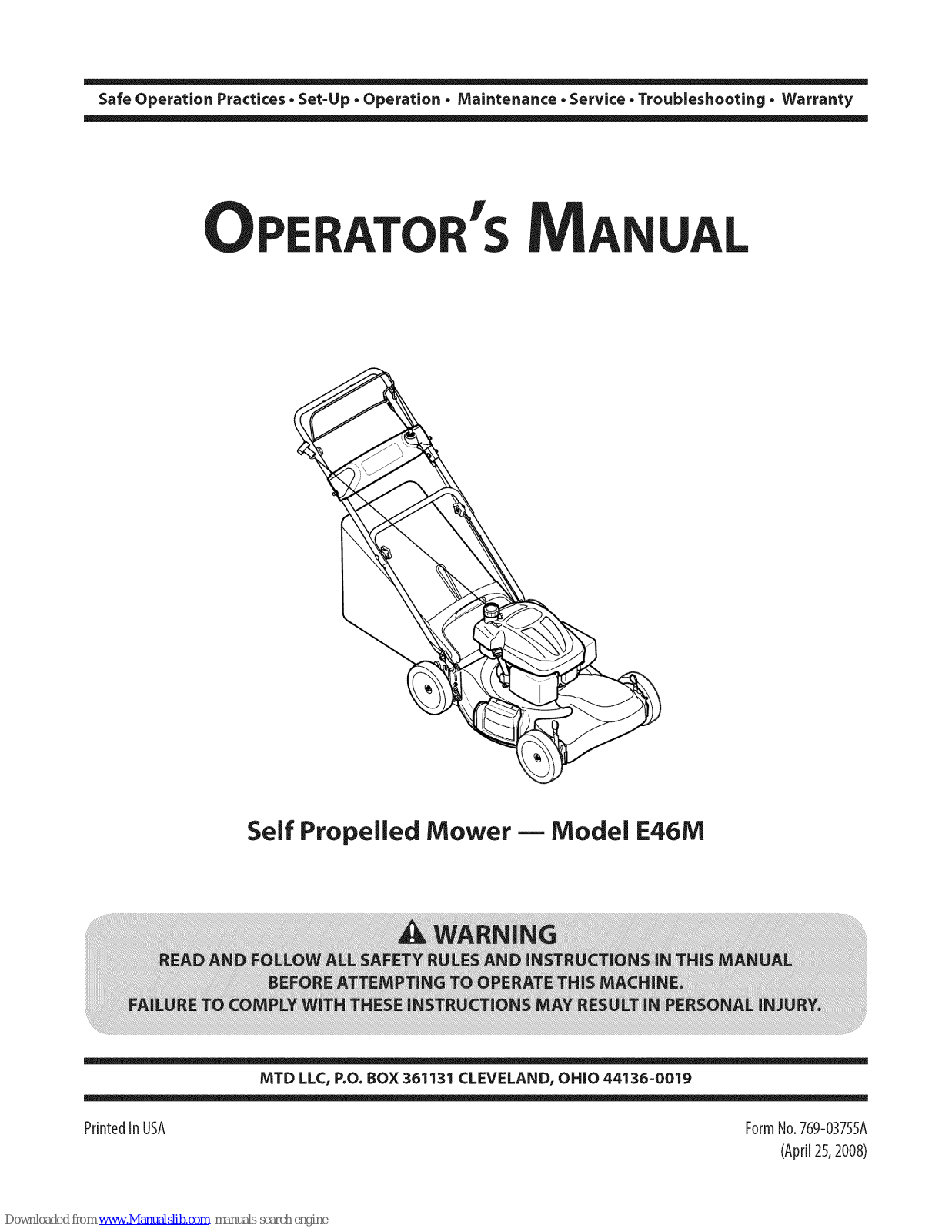 MTD E46M Operator's Manual - ManualMachine.com
