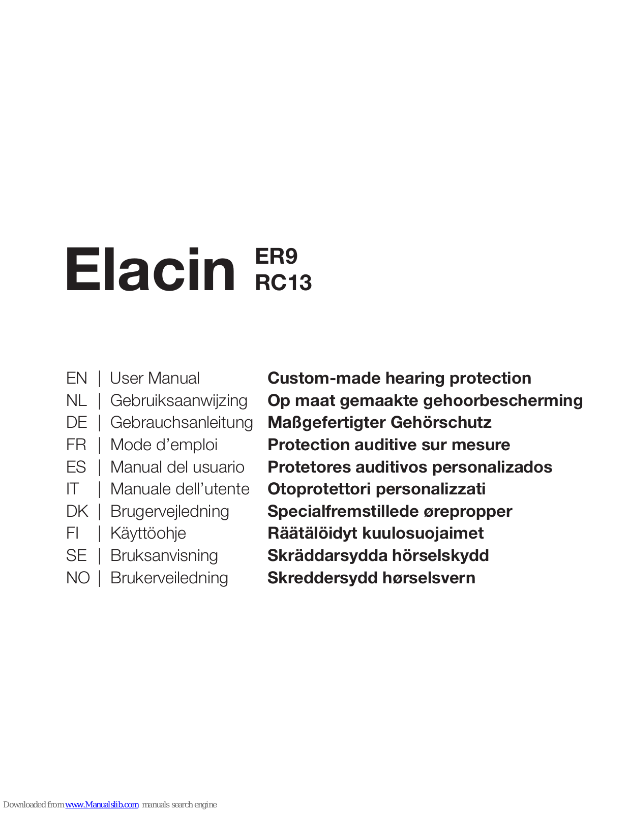 Elacin ER9, RC13 User Manual