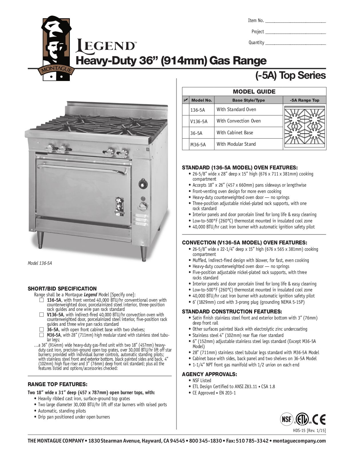 Montague 136-5A User Manual