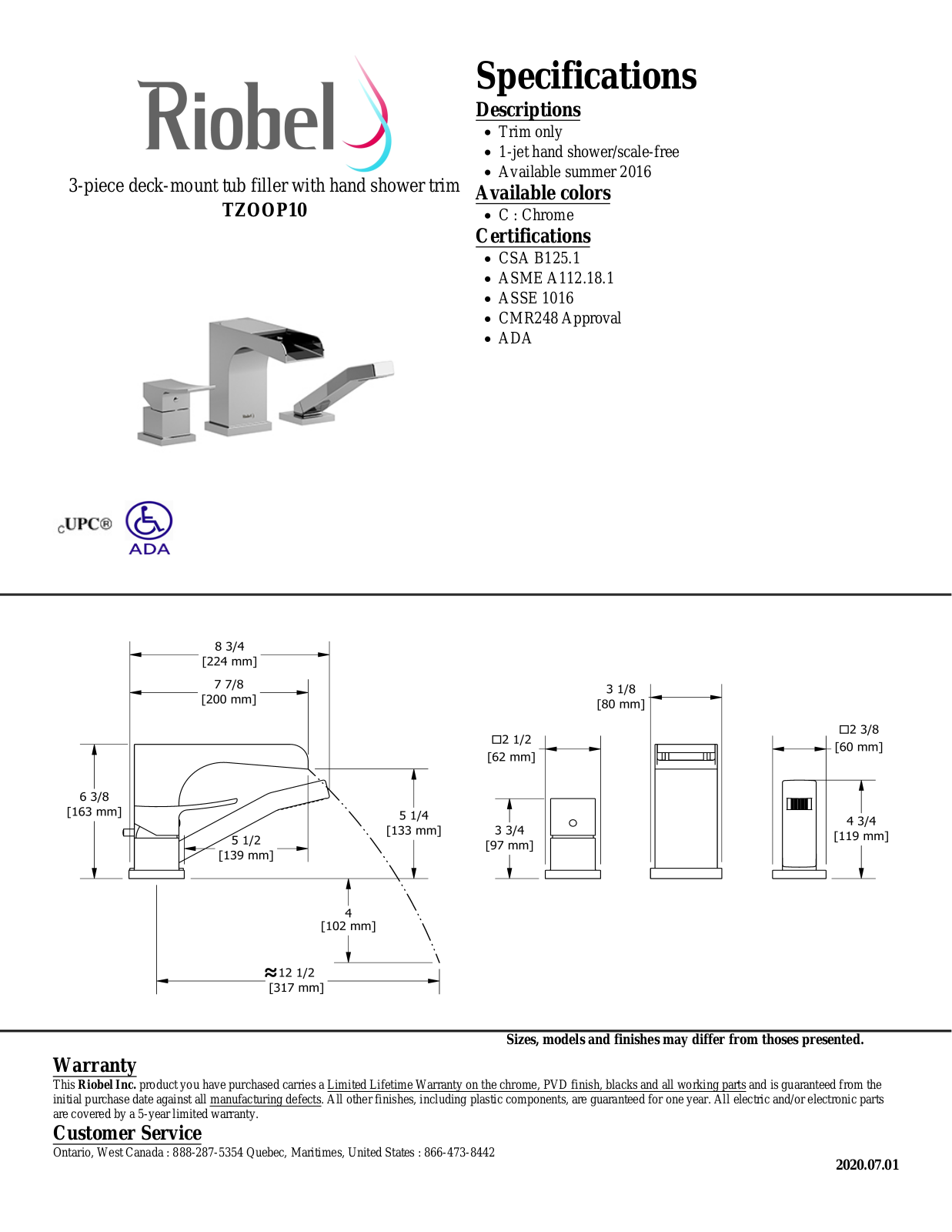 Riobel TZOOP10C Specifications - ManualMachine.com