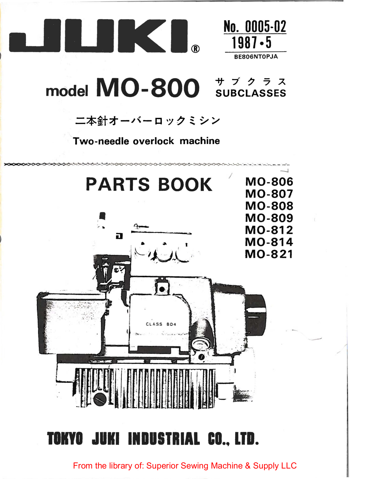Juki MO-806, MO-807, MO-808, MO-809, MO-812 User Manual - ManualMachine.com