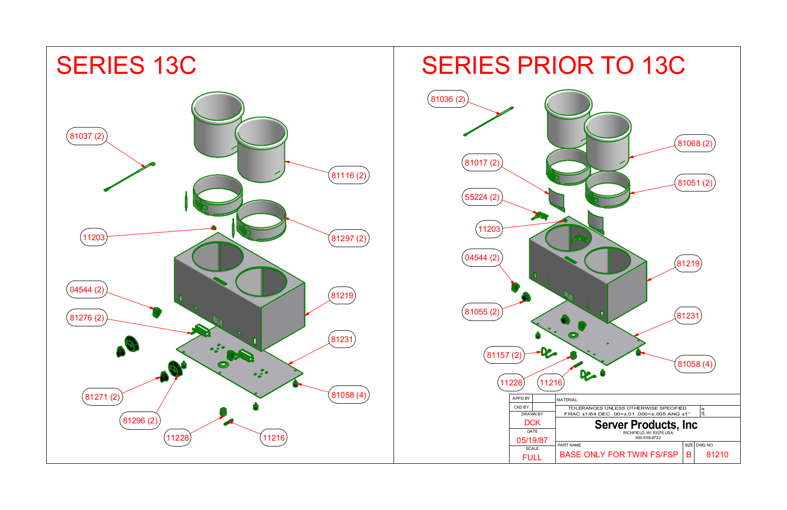 Server 86943 Parts List