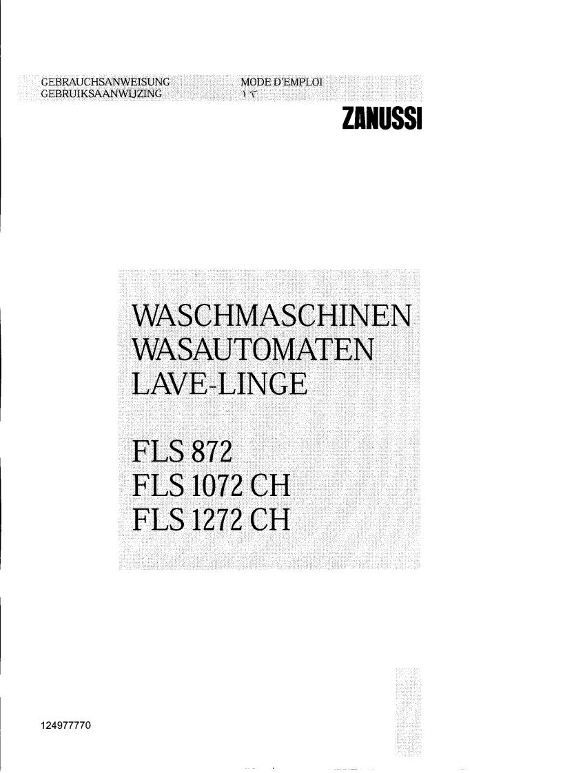 Zanussi FLS872, FLS1072CH, FLS1272CH User Manual