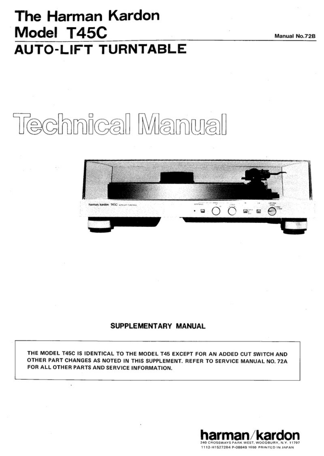 Harman Kardon T-45-C Service manual