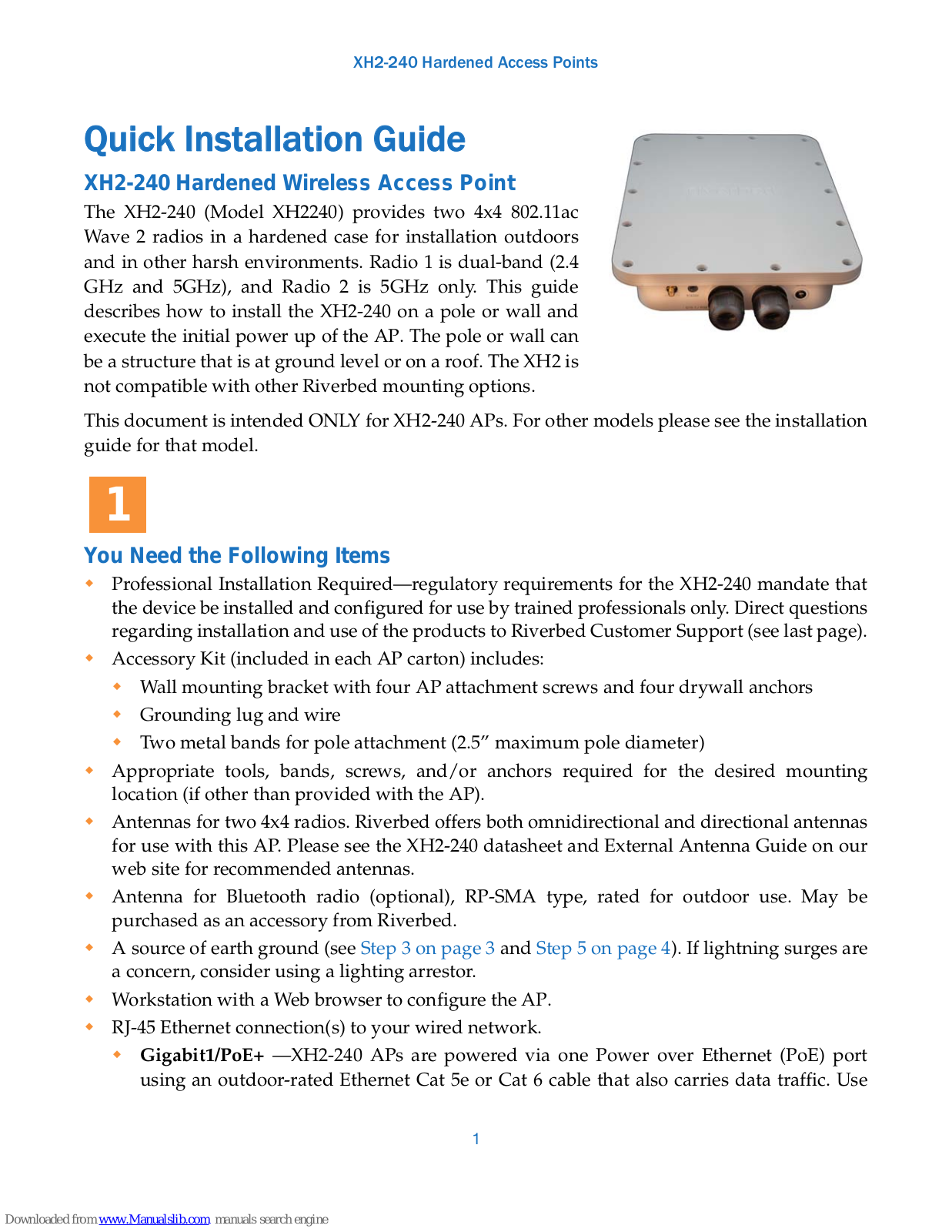 Riverbed XH2-240 Quick Installation Manual - ManualMachine.com