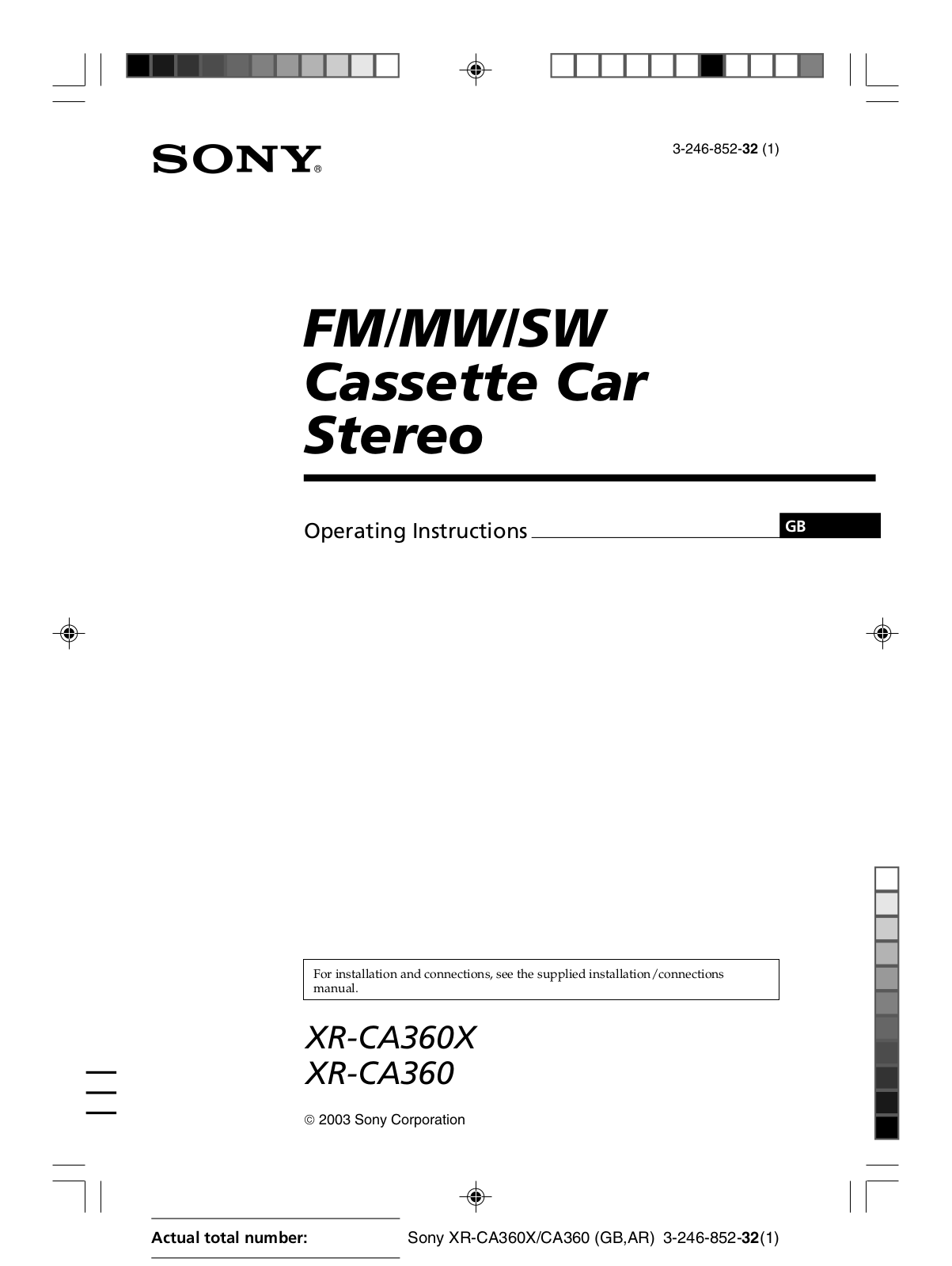 Sony XR-CA360, XR-CA360X Operating Manual