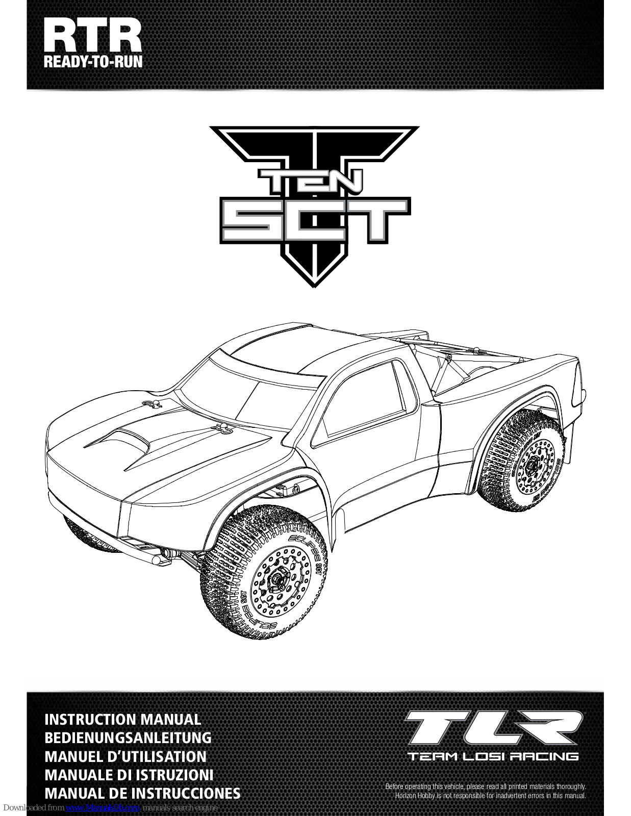 TLR TEN-SCT RTR Instruction Manual