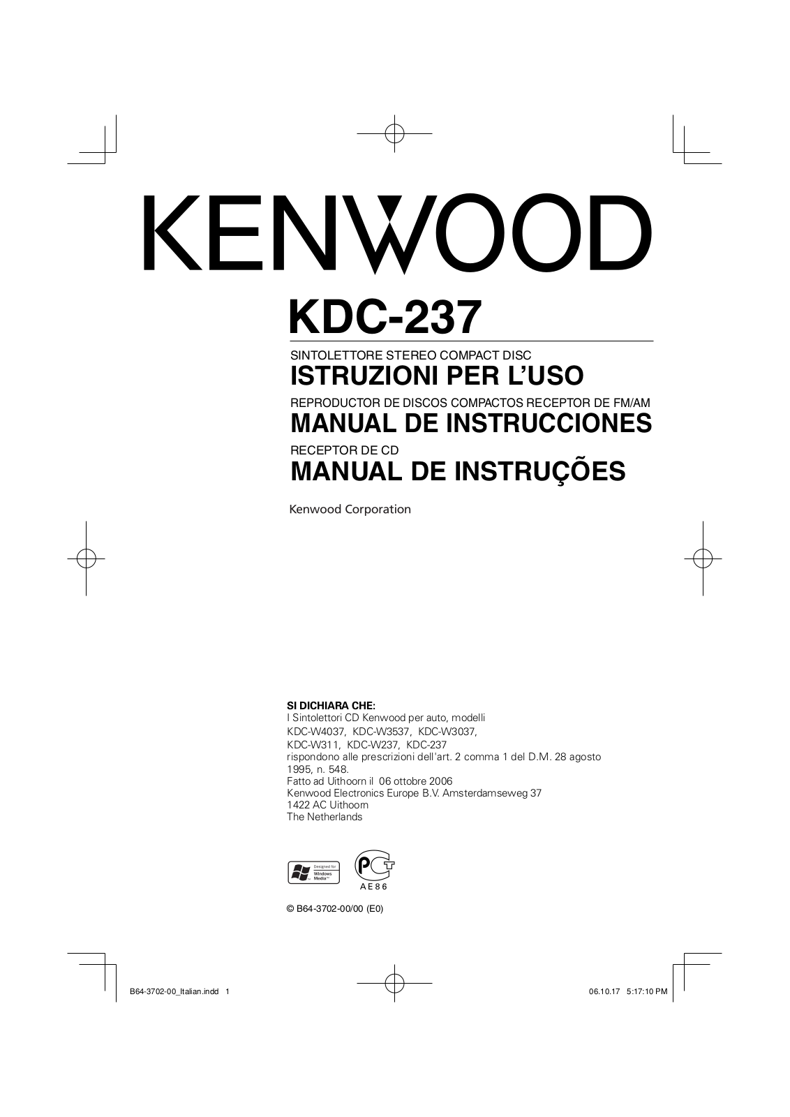 Kenwood KDC-237 User Manual