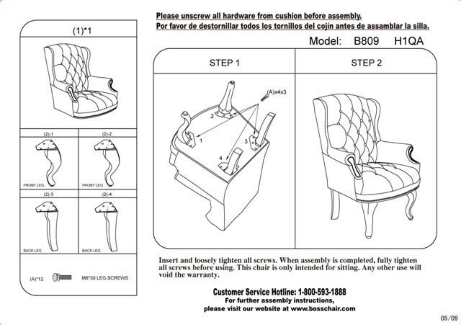 Boss B809BY Assembly Guide