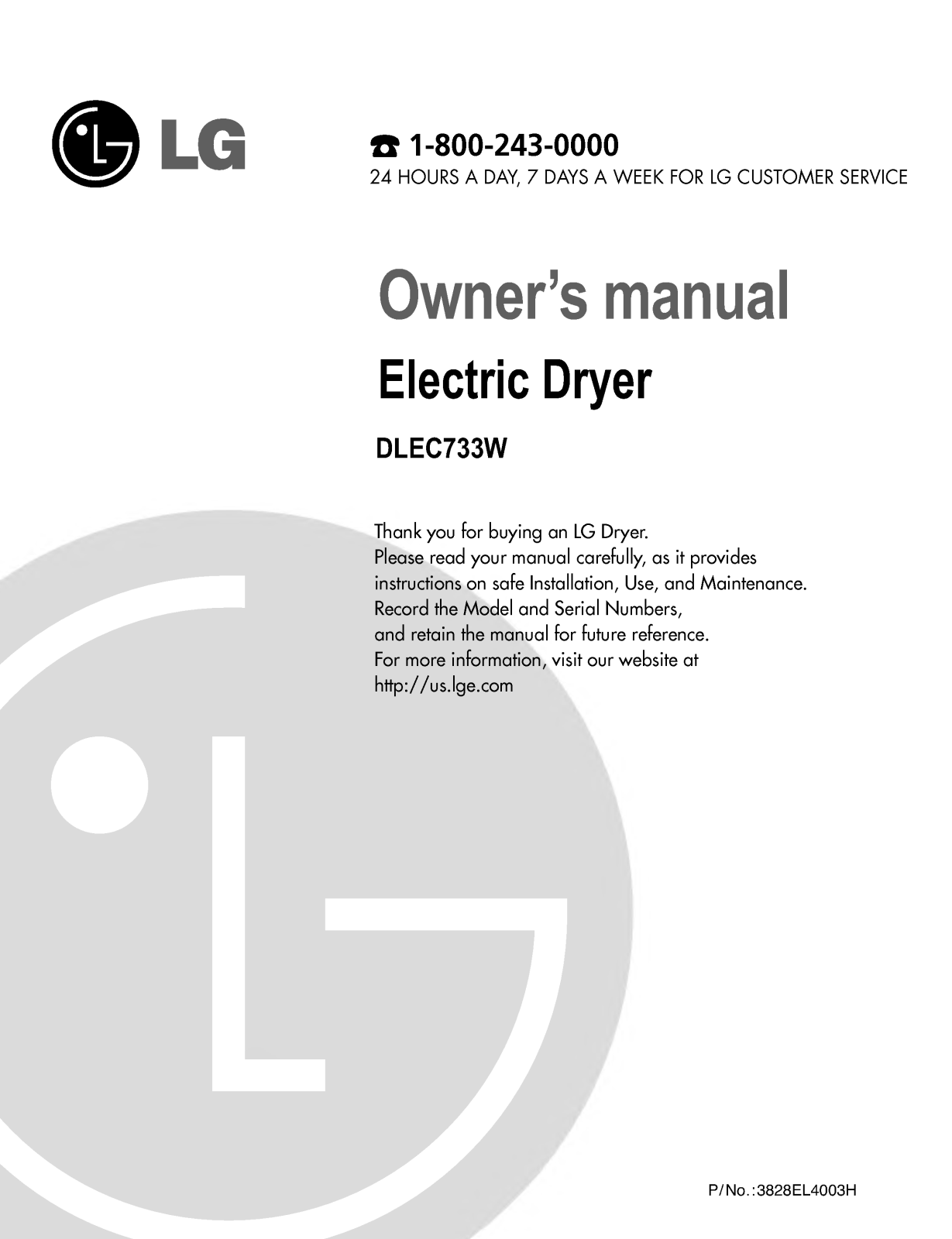 LG DLEC733W User Manual