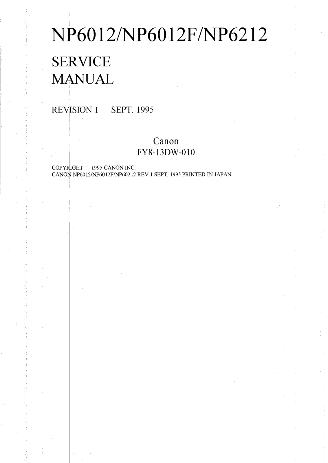 Canon NP6012, NP6012F, NP6212 Service Manual