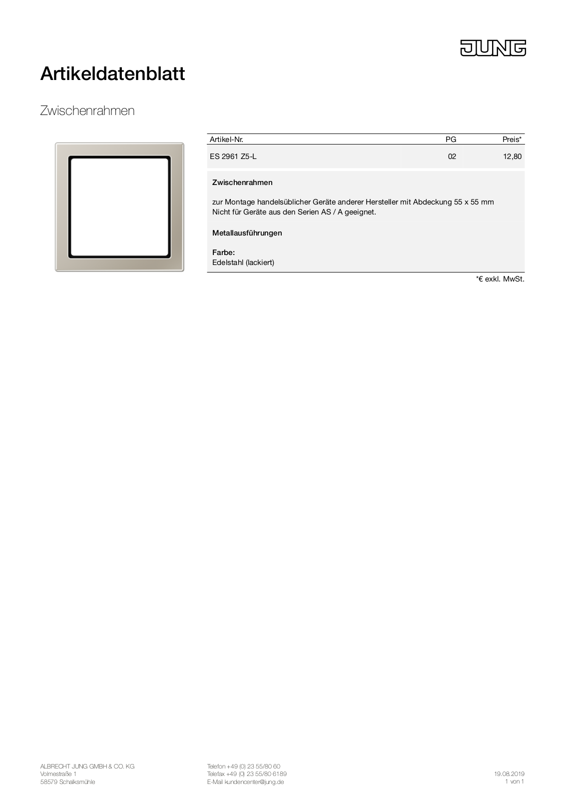 Jung ES 2961 Z5-L User Manual