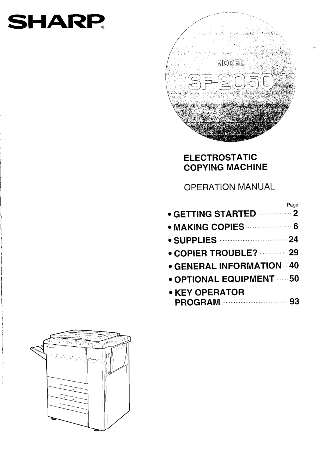 Sharp SF-2050 User Manual