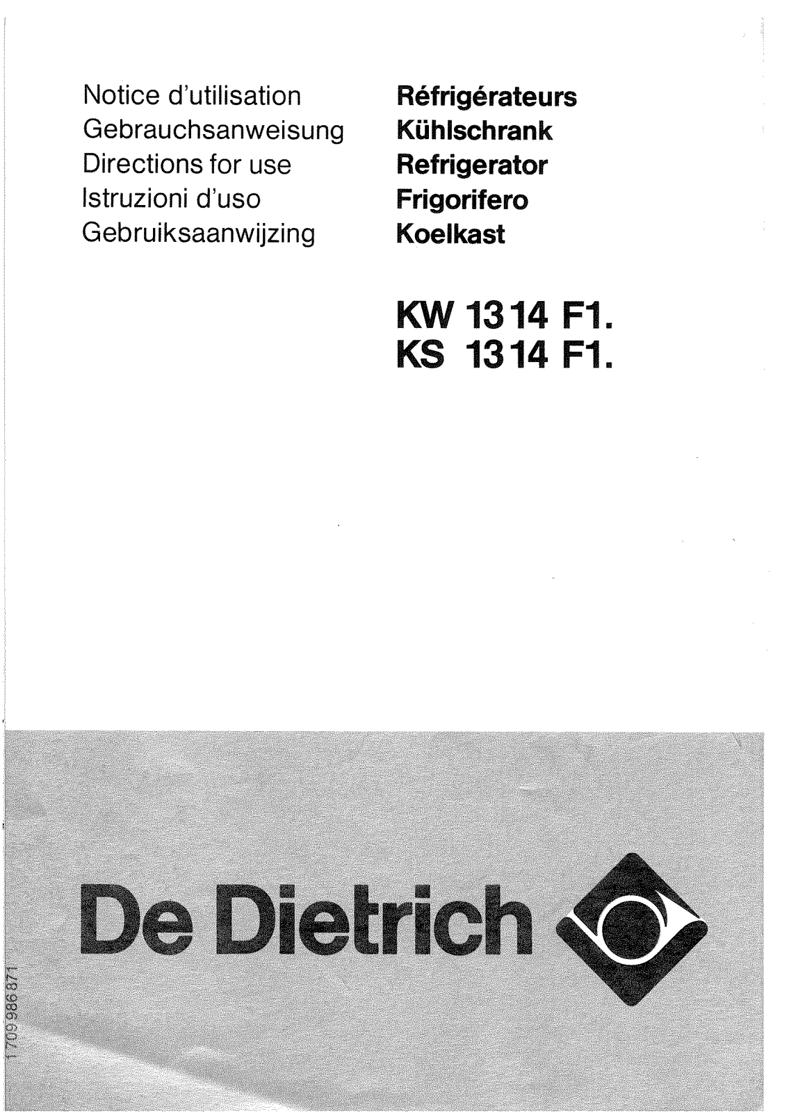 De dietrich KW1314F1, KS1314F1 User Manual