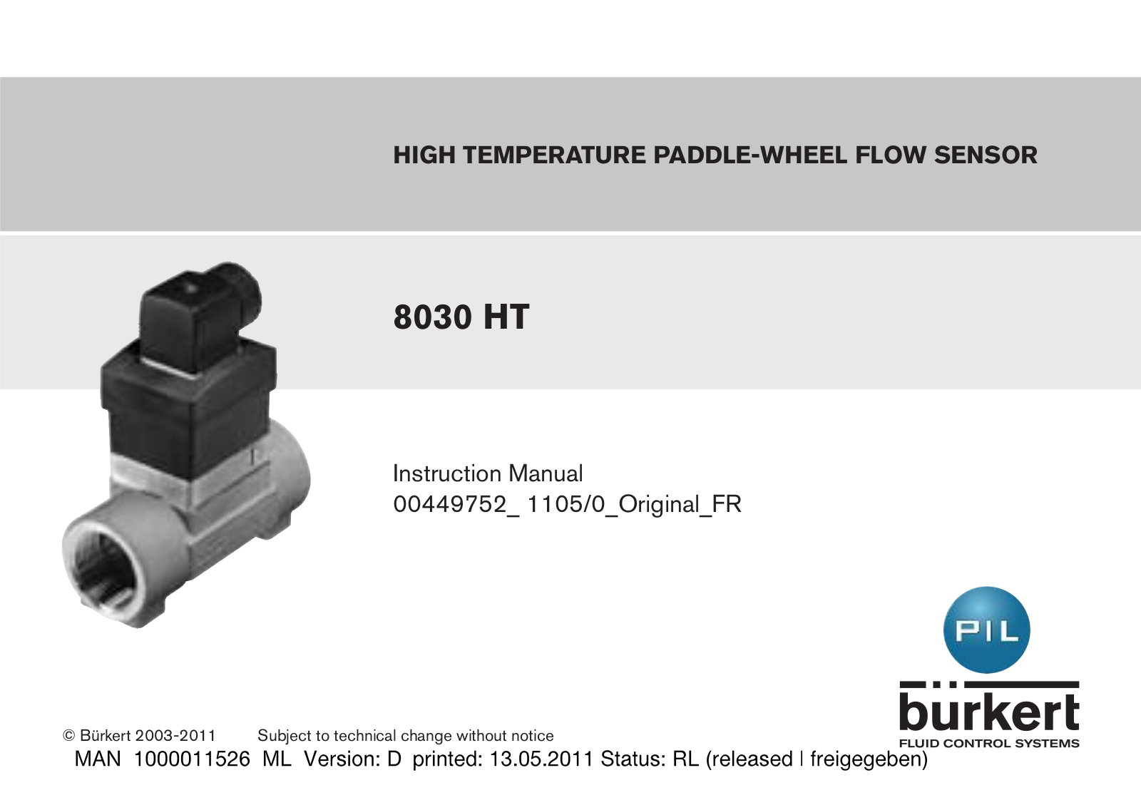 Burkert 8030 HT Instruction Manual