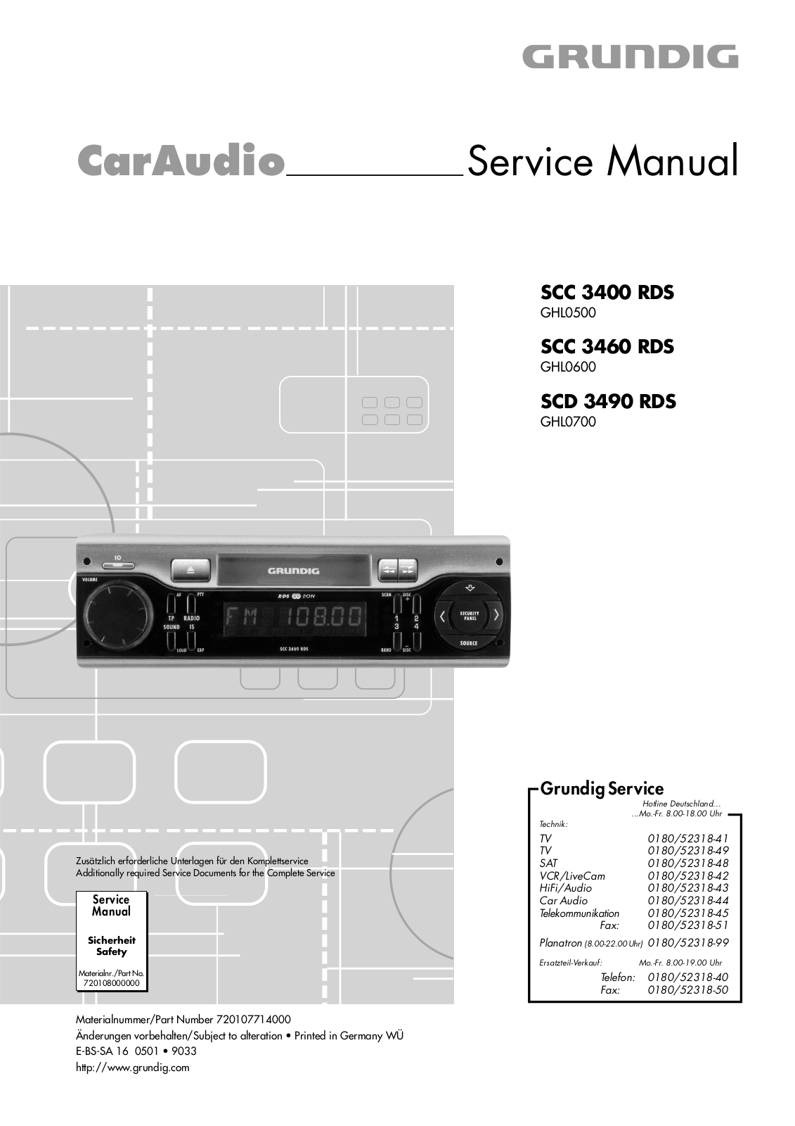 Grundig SCC-3400-RDS, SCC-3460-RDS, SCD-3490-RDS Service manual