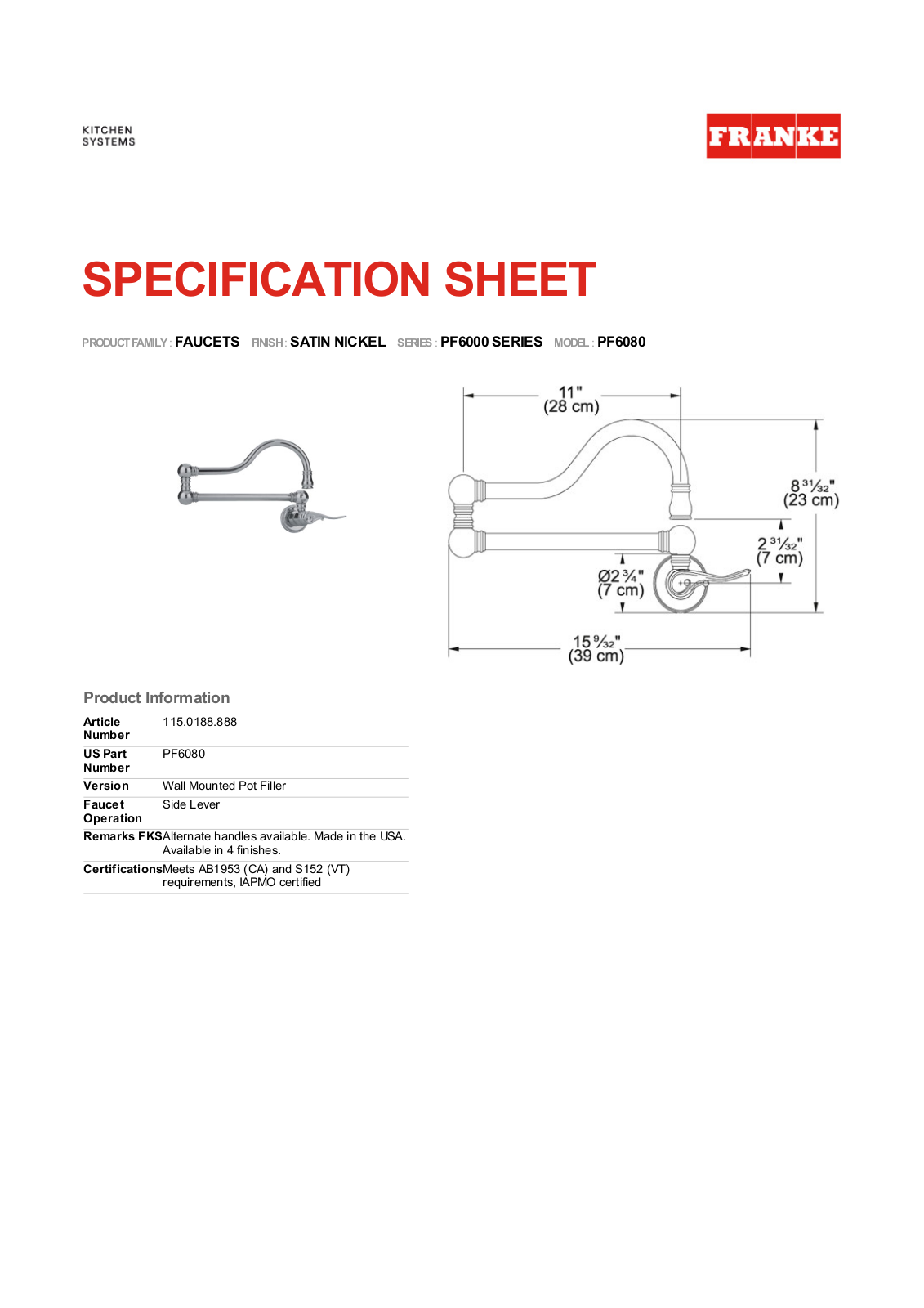 Franke Foodservice PF6080 User Manual