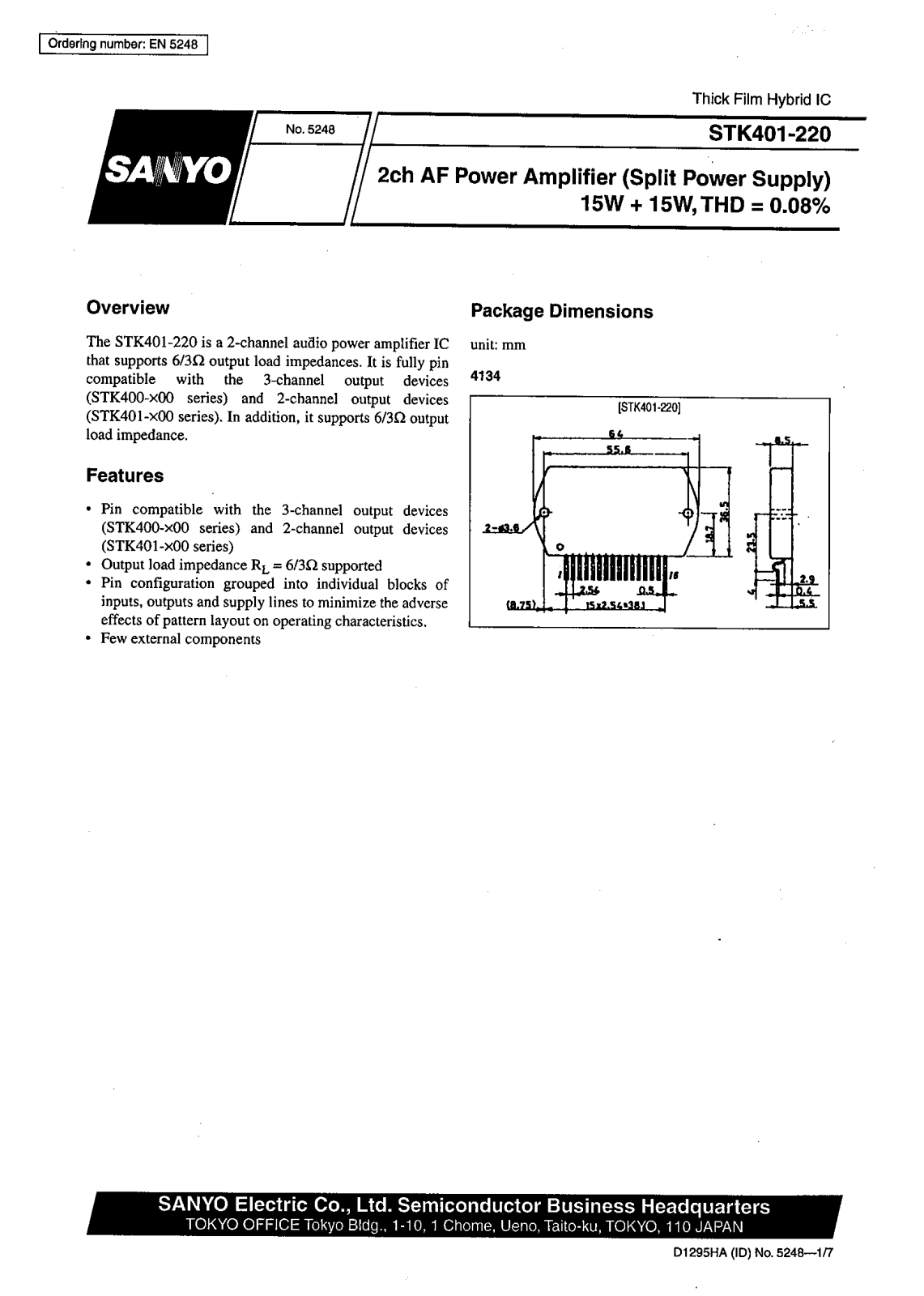 SANYO STK401-220 Datasheet