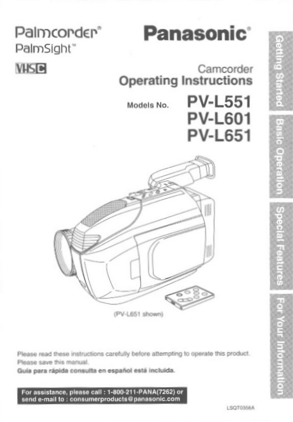 Panasonic PV-L651 Operating Instruction