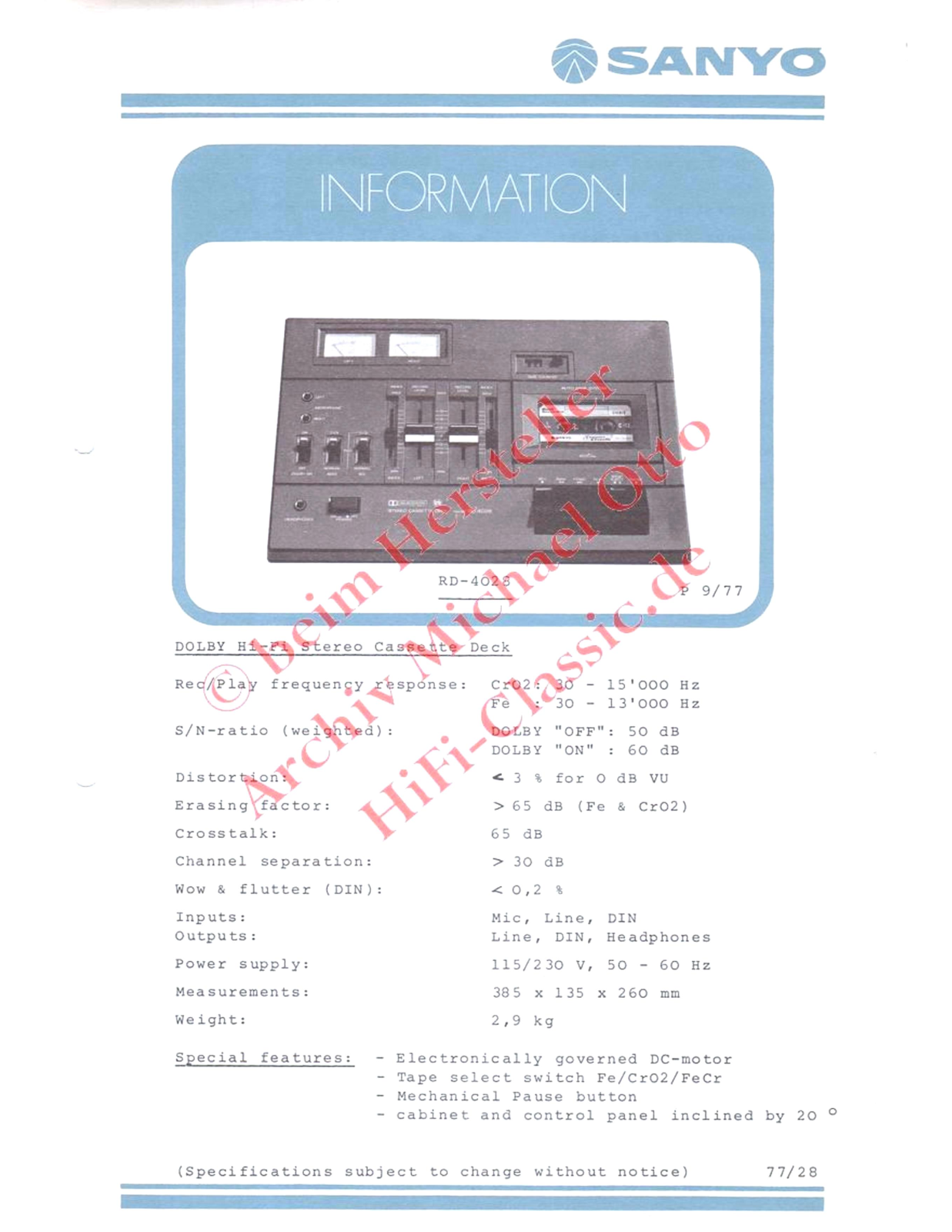 Sanyo RD-4028 User guide - ManualMachine.com