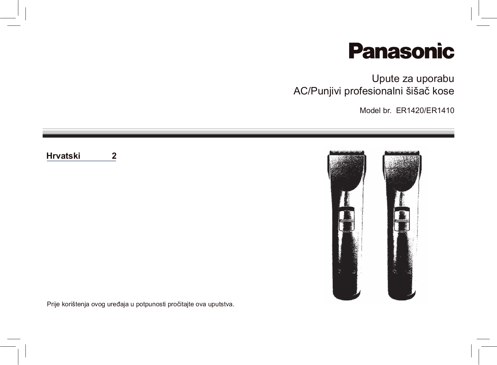 Panasonic ER-1420, ER-1410 User Manual