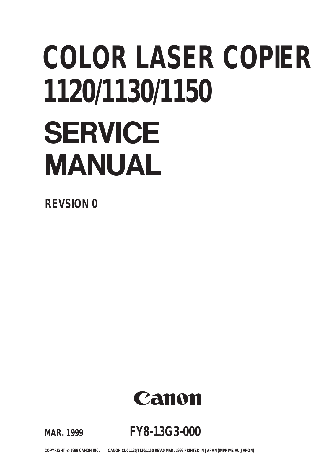 Canon CLC-1120, CLC-1130, CLC-1150 Service Manual